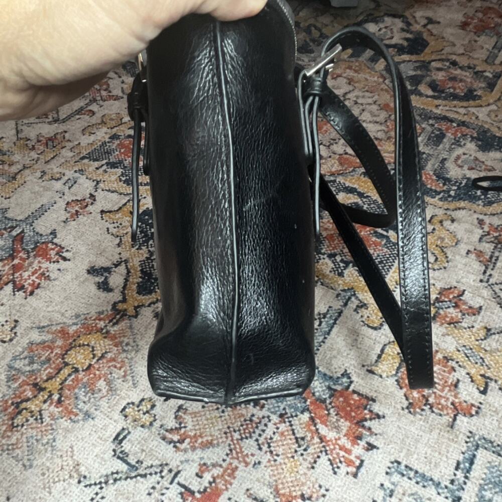 Hobo The Original Black Shoulder Bag Zip Closure Houndstooth Lining Pockets - Picture 6 of 10